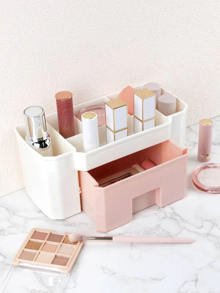 Makeup Organizer | Make Up Brush Storage Box With Drawer | Desktop Cosmetics Storage Box Division | Office Desk Organiser | Stationery Storage Box