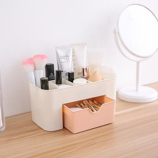 Makeup Organizer | Make Up Brush Storage Box With Drawer | Desktop Cosmetics Storage Box Division | Office Desk Organiser | Stationery Storage Box
