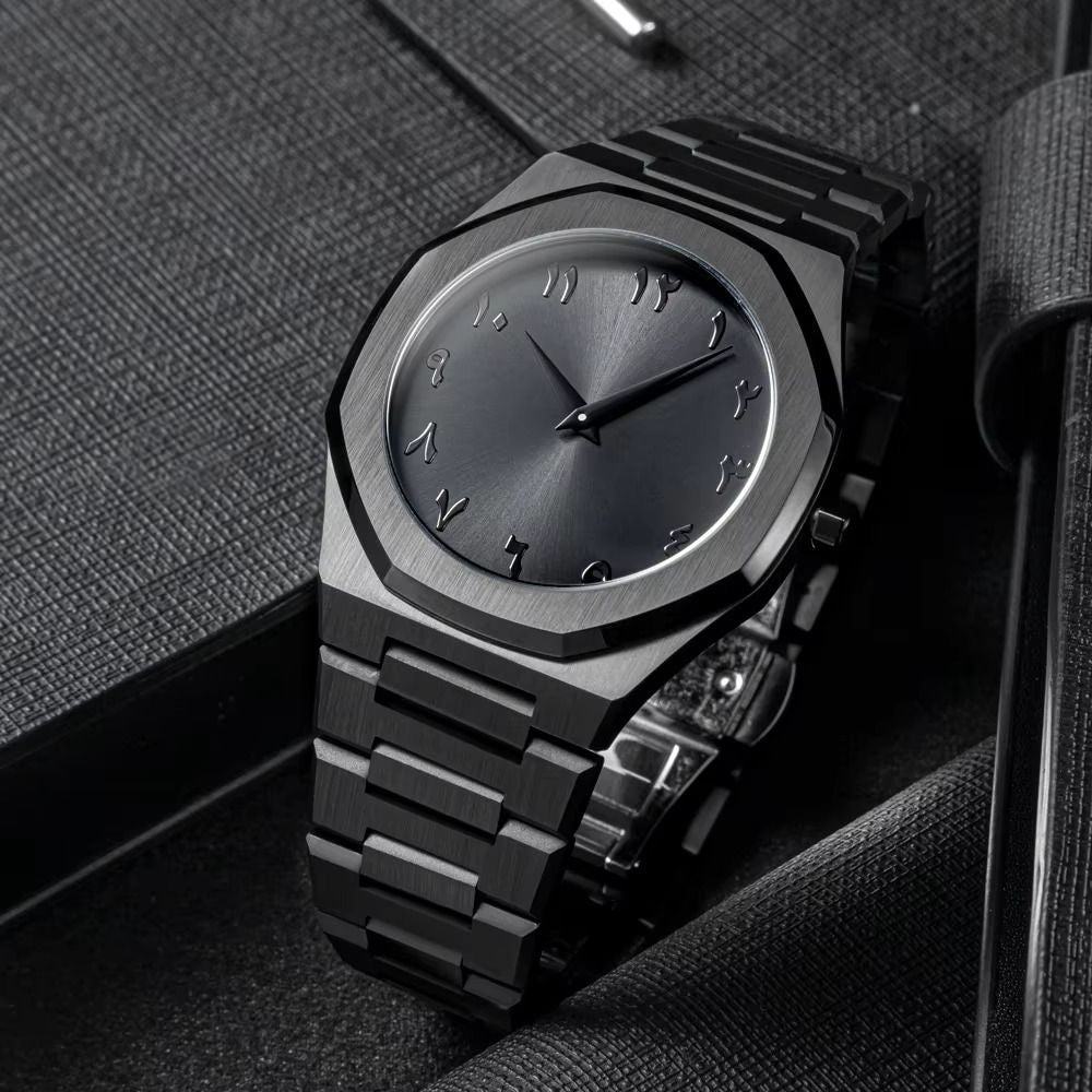 🖤 All-Black Arabic Dial Watch
