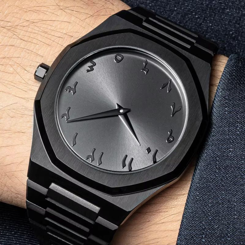 🖤 All-Black Arabic Dial Watch